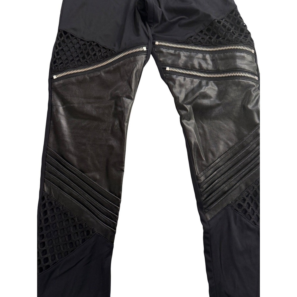 KILLSTAR Neo Noir Leggings Black Mesh‎ Moto Zipper XS - Picture 2 of 7